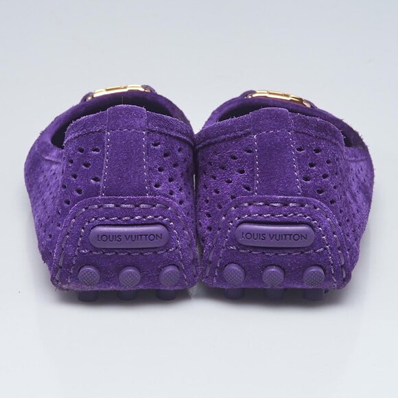 Louis Vuitton Violet Perforated Suede Oxford Ballet Flats Size 4.5/35 - Picture 4 of 5